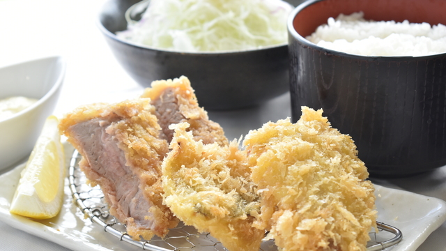 ヒレカツとアジフライのミックス御膳